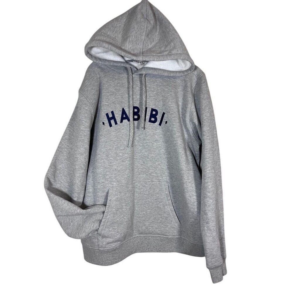 Habibi Embroidery Hoodie Sweatshirt L Gray Beloved Arabic Preppy Classic